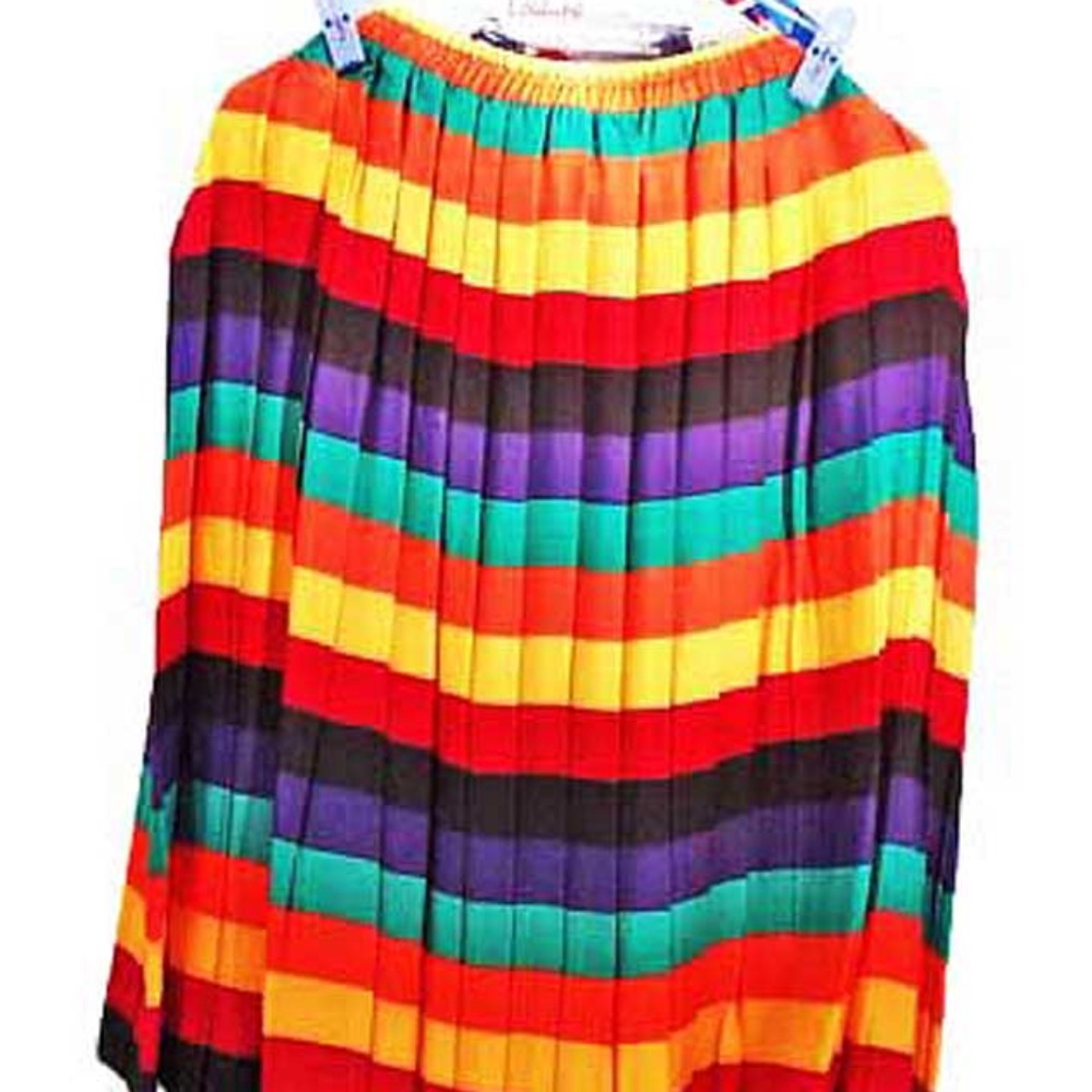 SUIT, SKIRT/JACKET, PLUS 20 ½, MULTICOLOUR STRIPES, PLEATED SKIRT, JACKET WITH